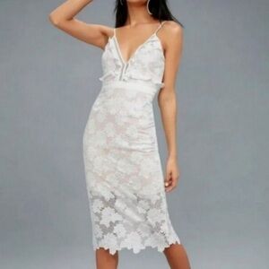 Bardot Vienna White Lace Midi Dress